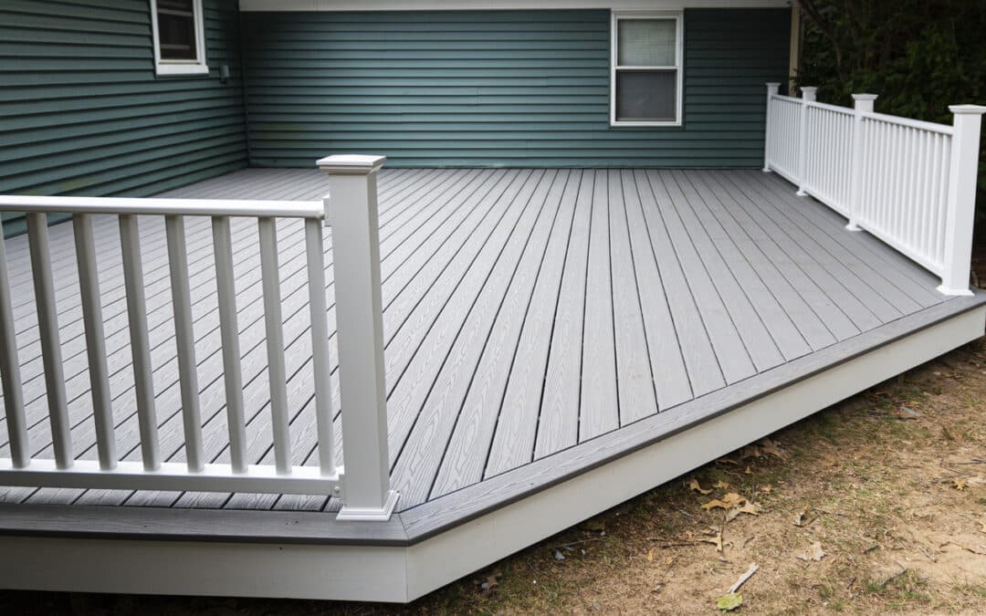 Grey composite deck with white rails